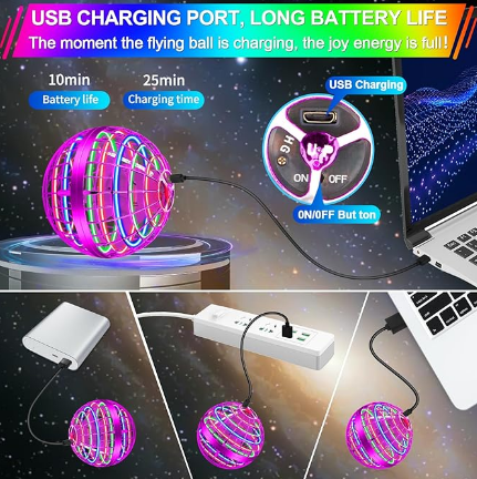 Flying Orb Ball Toy,2026 Upgraded Parachute LED